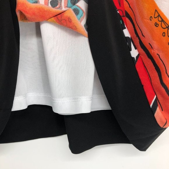 Libra Bright Orange and black abstract geometric print sleeveless midi dress Med - Picture 8 of 14